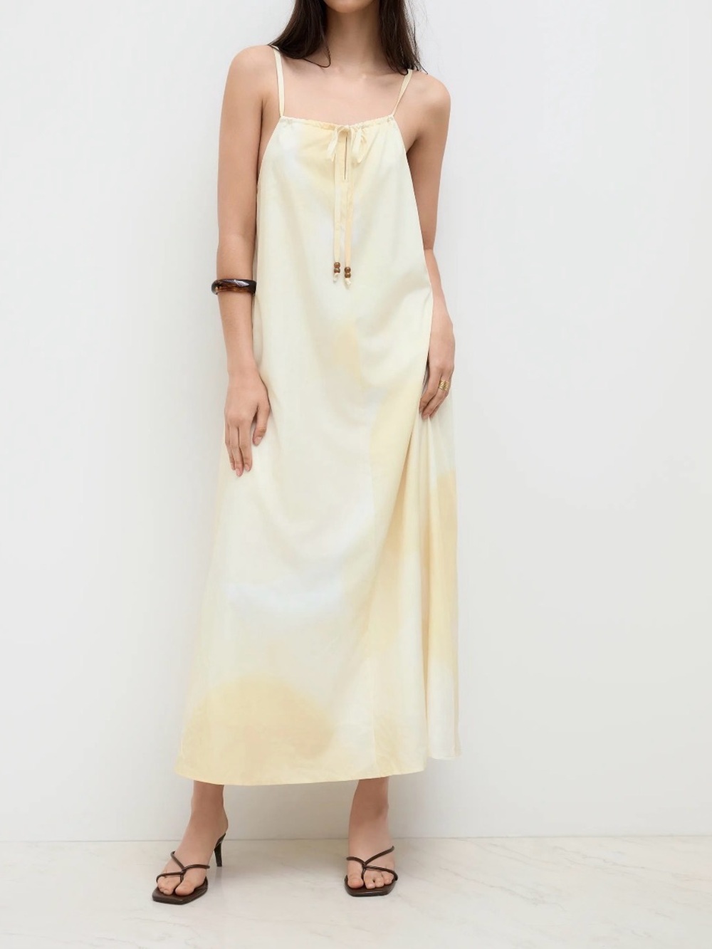 Light Yellow Spaghetti-Strap Slip Dress